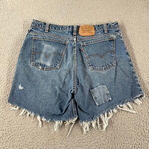 VTG Levis Shorts Womens 34 Relaxed Fit 550 Orange Tab Denim 90s Chopped *Read